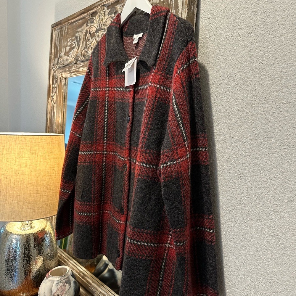 ☀️ New! J. JILL Plaid Sweater Cardigan Jacket - Picture 9 of 12